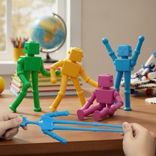Robot Sensory Fidget Toys for Kids - 4 Pack Stretchy String Toys for Stress R...
