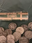 Silver Mercury Dimes, Full Roll of 50 Dimes, 90% Silver Coins, Dates Mix, M-125a