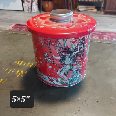 イタリアディコスタの妖精缶 Di Costa Flower Fairies Biscuit Tin Cicely Mary Barker Red Metal