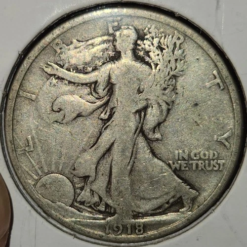 1918 D Walking Liberty Half Dollar VG Fine ~ Exact coin you will recieve.