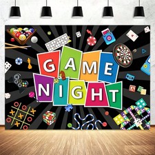 Game Night Happy Birthday Photo Backdrop Background Party Banner Decor