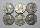 Lot Of 6 Silver Quarters As Shown 1963, 63d, 64, 64d, 52, 52d