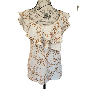 NINE WEST brown floral blouse- size M