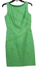 David Meister Dress Women’s 2 Green Sheath Sleeveless Lined Striped