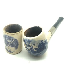 VTGE DELFT BLUE & WHITE HOLLAND DUTCH SCENE PIPES BOWL THE NETHERLANDS