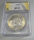 1922 Peace Dollar $1 ANACS MS62