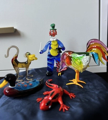 Five Vintage Glass  Figurines Art Glass