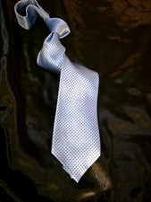 STEFANO RICCI MEN'S BLUE WITH PINDOTS 100 SILK TIE HAND MADE HAND MADE IN ITALY