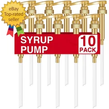 Coffee Syrup Pumps 10 Pack Gold Syrup Pump Skinny Syrup Pump for 750Ml 25.4Oz