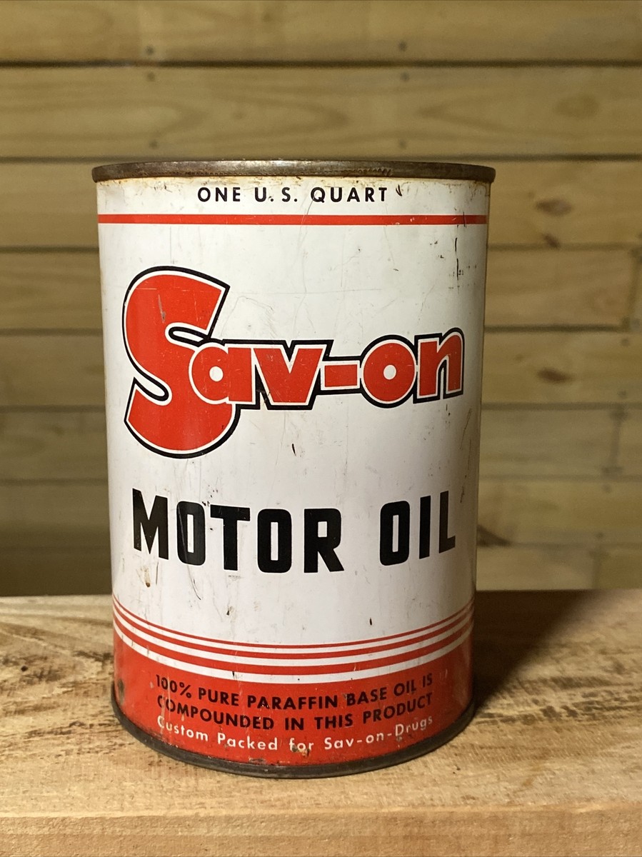 オイル缶4本★1950s-60s／USA／vintage／アメリカ RARE Vintage 1950s SAV-ON Motor Oil Metal One Quart Oil Can Empty