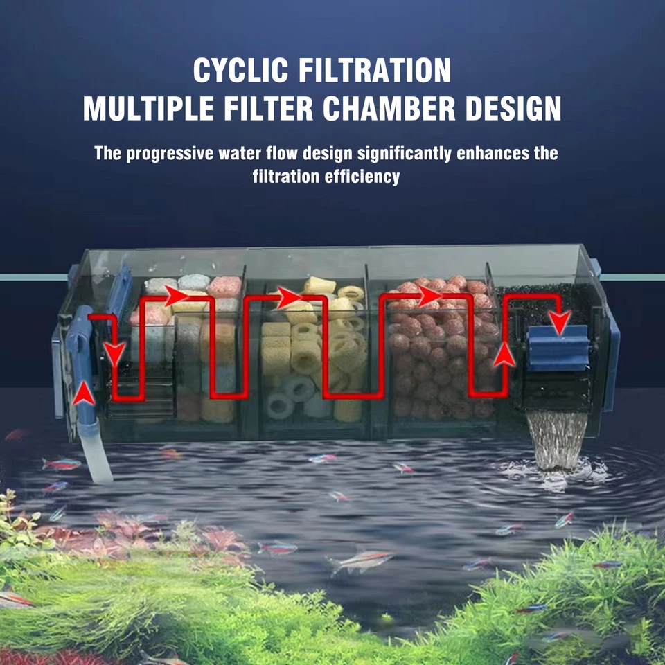 Low-Noise Aquarium Filter Multi-Layer Power Filter For 20 to 30 Gallon Fish TaOS - Image 3 of 4
