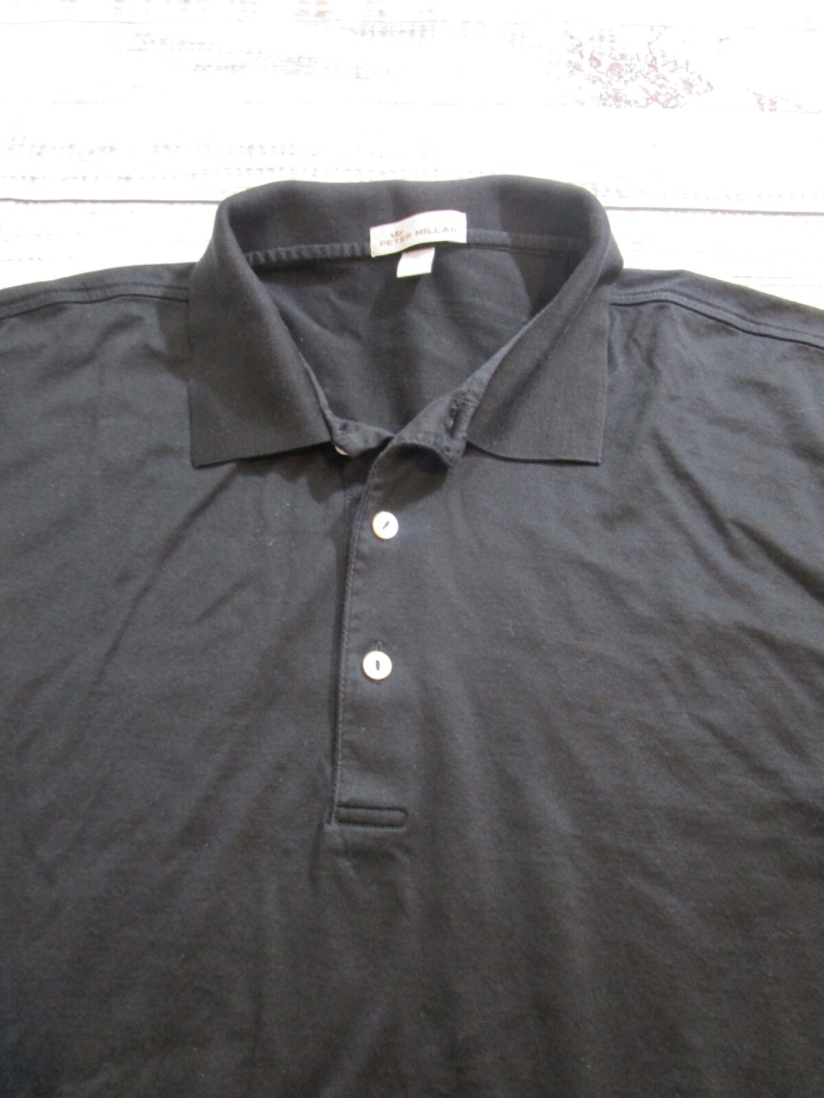 Peter Millar Solid Black Short Sleeve Collared Po… - image 2