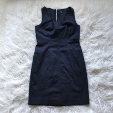 Ann Taylor Navy Scalloped Accent Sheath Dress