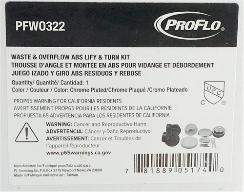 PROFLO PFWO322 Chrome Plastic Tub Drain & Overflow Elbows - Picture 3 of 3