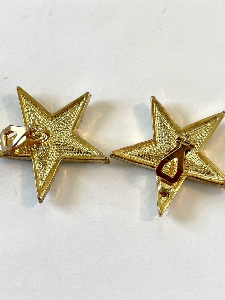 DIVA RHINESTONE Stars EARRINGS GOLDTONE clip on New! R1 | eBay