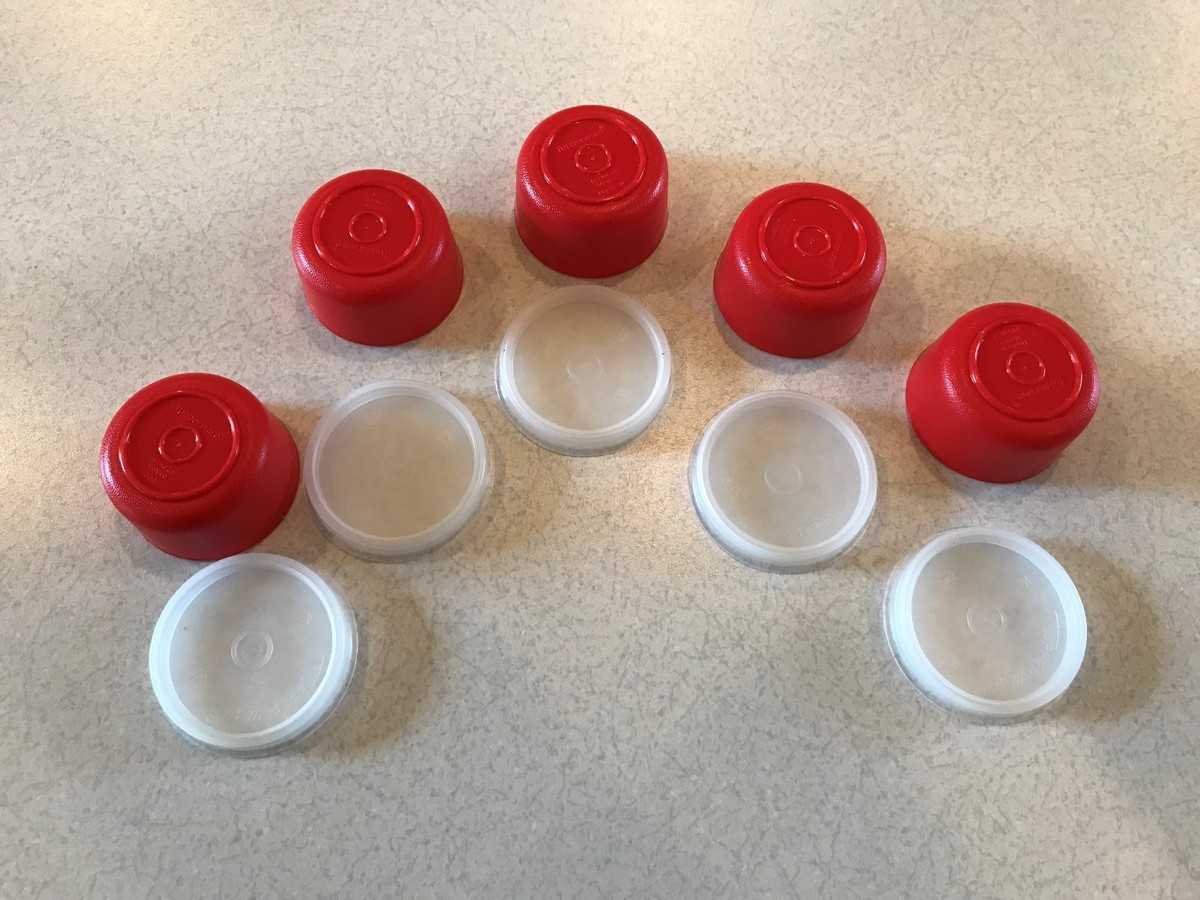Tupperware Smidgets Set Of 5 - Small Pearlized Pink Containers With Seals For Crafts, Spices, Or Pills