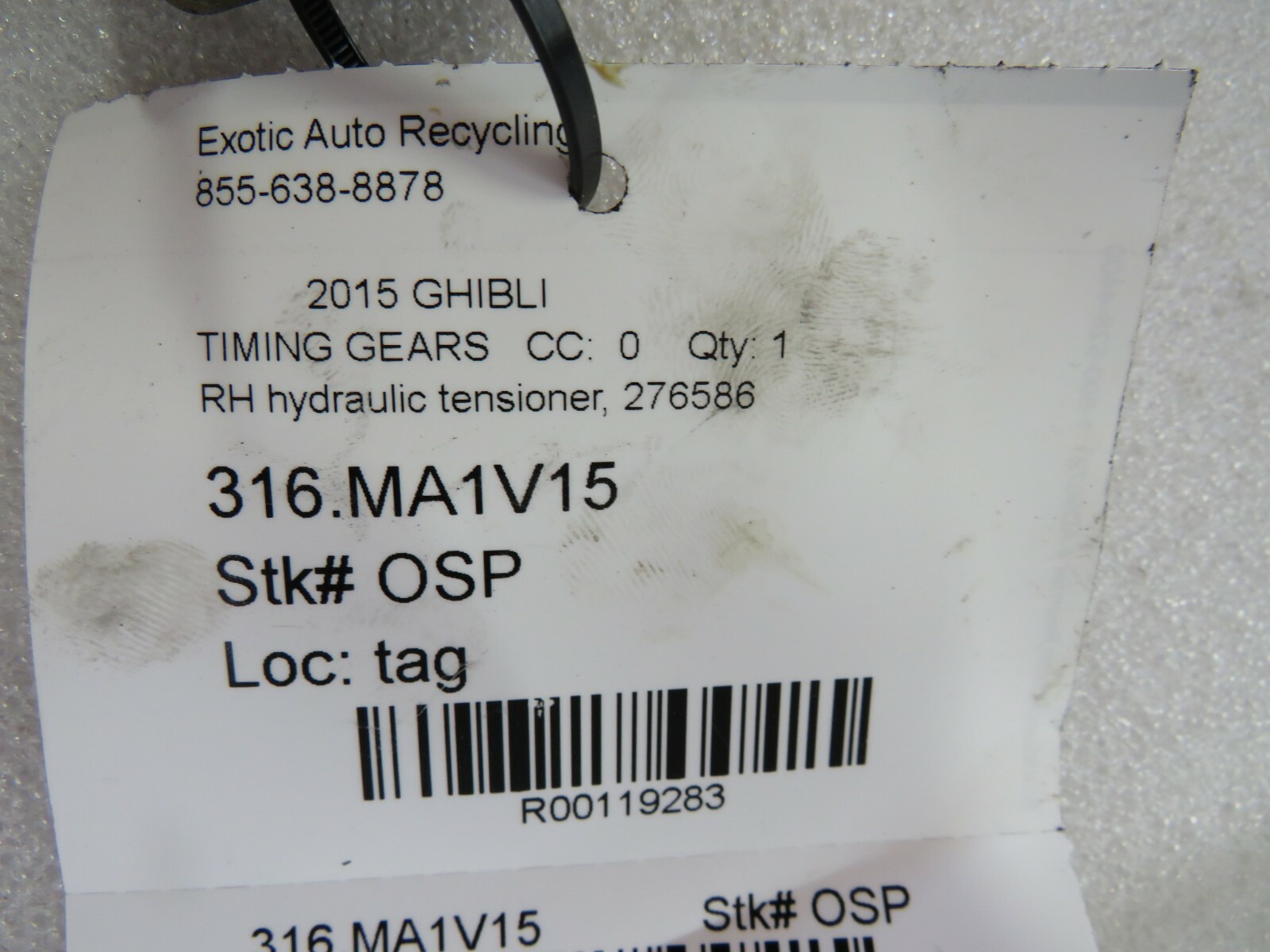 Maserati Ghibli, LH, Left Hydraulic Tensioner, Used, P/N 276587