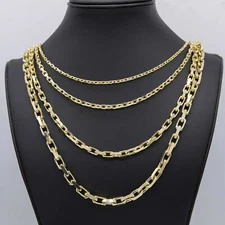Solid 14K Yellow Gold Chunky Box Chain Necklace Real 14K Yellow Gold All Sizes