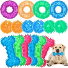 Yexiya Dog Toys, 16 Pcs Set - Spiky Balls, Donut TPR Rubber Toys for... 