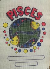 Vintage Pisces Zodiac Astrology 13 Count Needlepoint Canvas Personalize