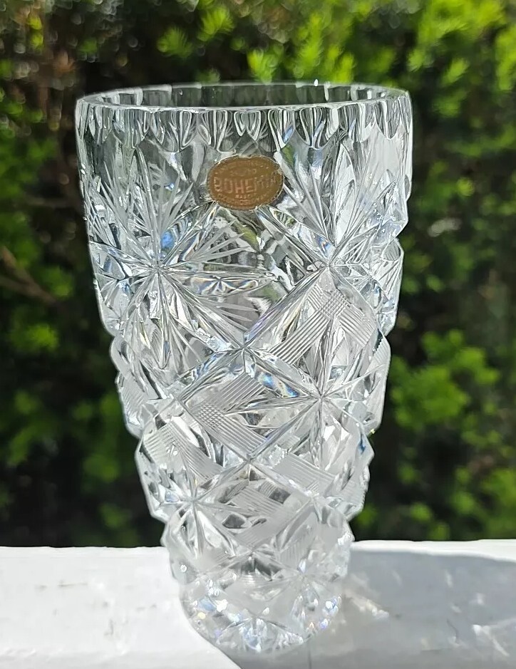 BOHEMIA made in CZECHOSLOVAKIA　vase BOHEMIA CZECH REPUBLIC GOLD HIGH ENAMEL CRANBERRY HANDMADE