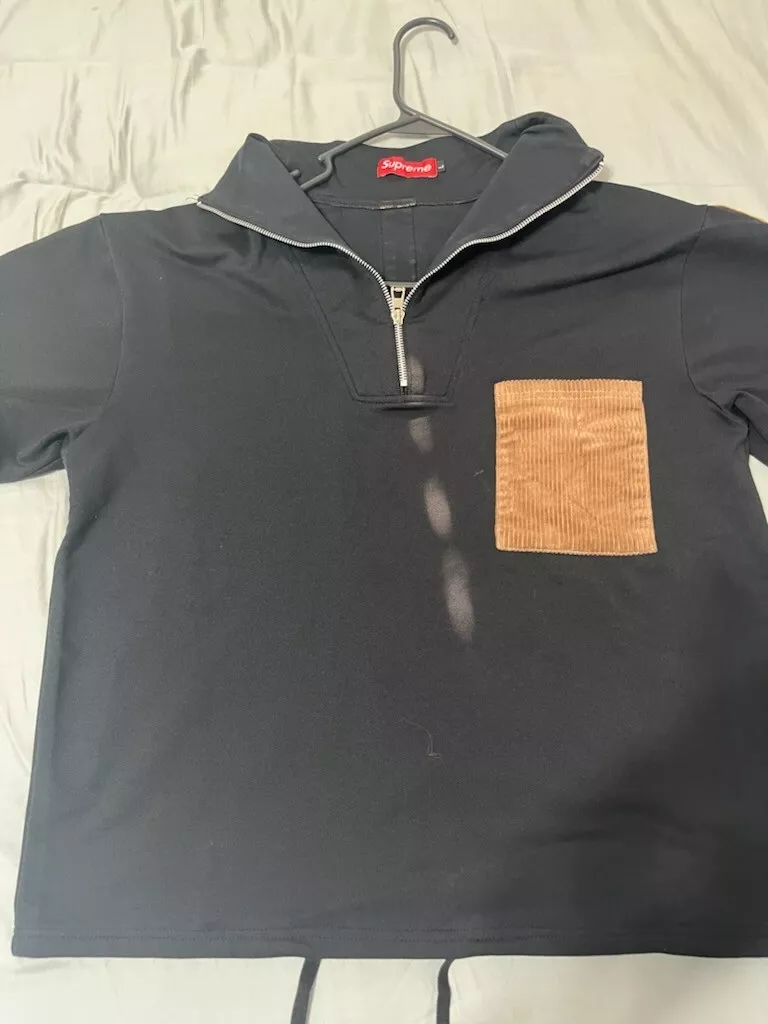 Supreme Short Sleeve Half Zip Black/Brown Large