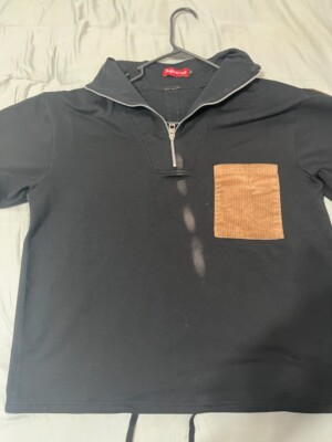 Supreme Short Sleeve Half-Zip Black/Brown Large