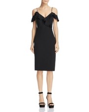 Bardot 264866 Womens Ruffled Off-The-Shoulder Cocktail Dress Black Size X-Small