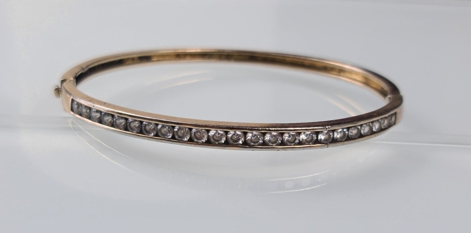 Sterling 925 Solid Silver Iced AAA Hinged Bangle … - image 4