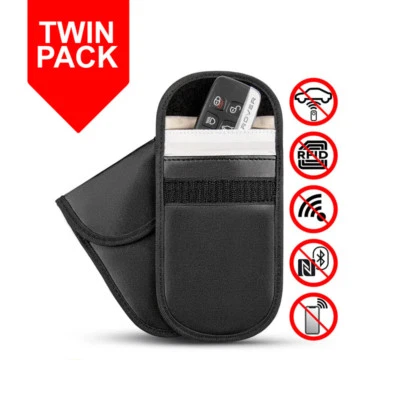2 x Estuche Bloqueador de Señal para Llaves de Coche Faraday Fob Bolsa Sin Llave RFID Bloqueo Bolsa Reino Unido