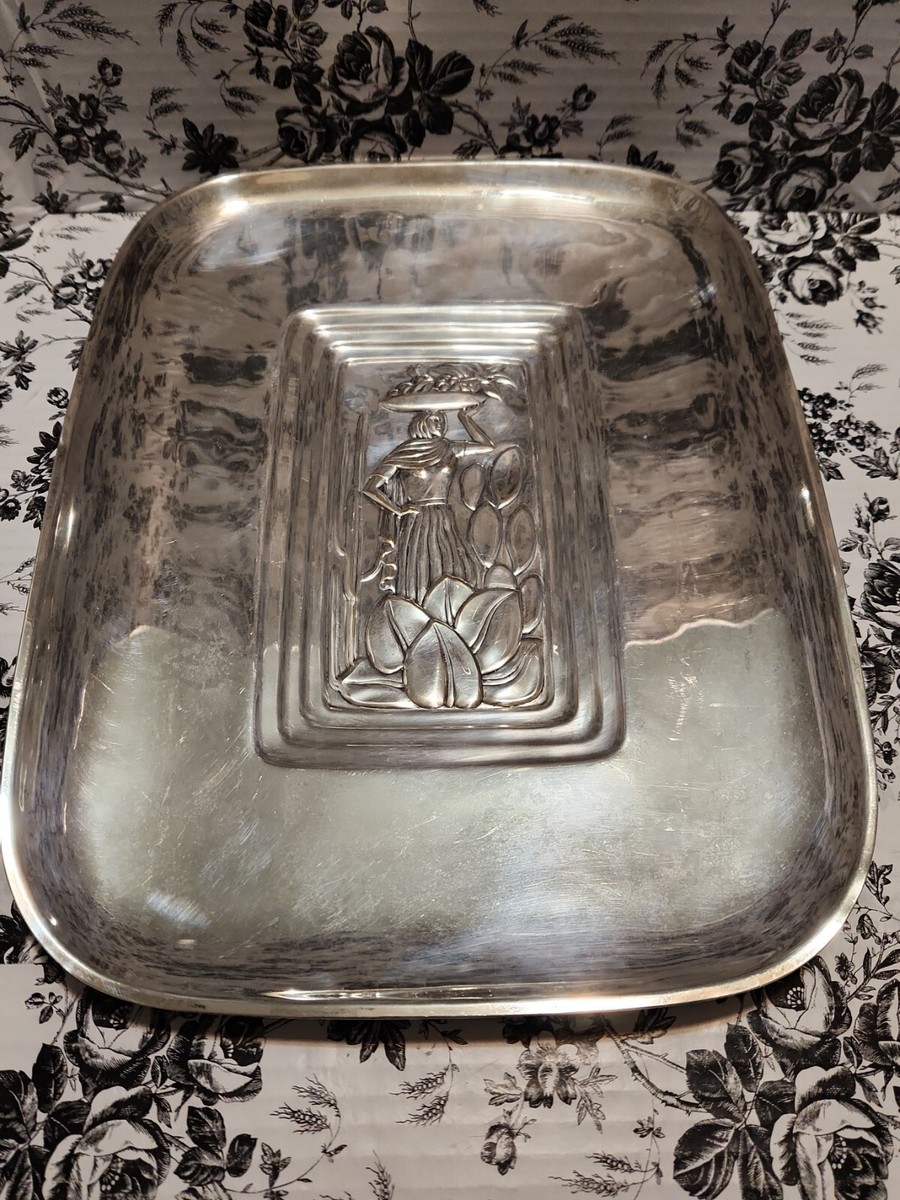 Tropical By International Silver Co. 8166 Large Silver Tray