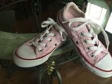 Converse All Star Pink Eyelet Sneakers, Youth Size 12, Super Cute