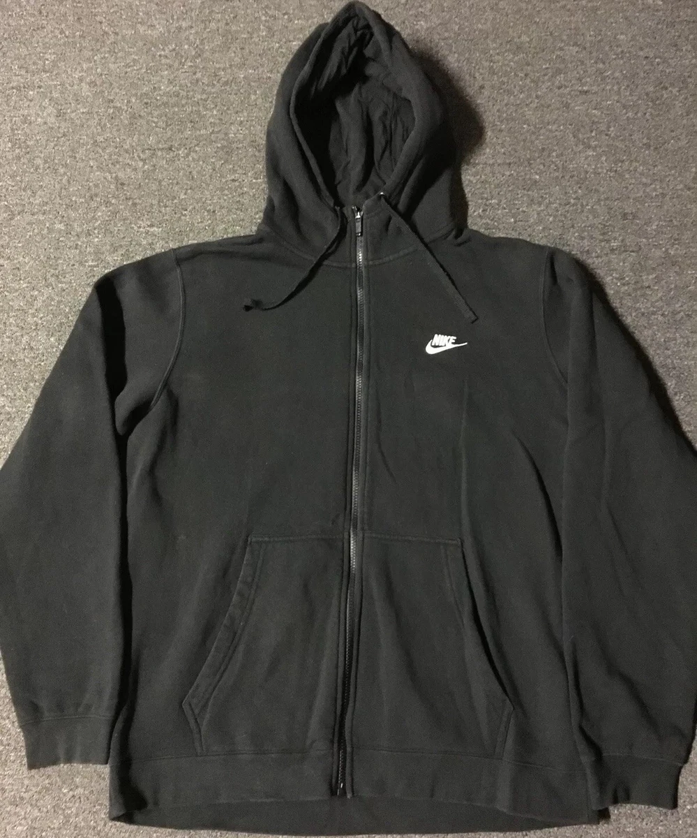 Vtg Nike Swoosh Zip Up Hoodie XL Travis Scott Faded Grunge Rap Air Acg Track 90s