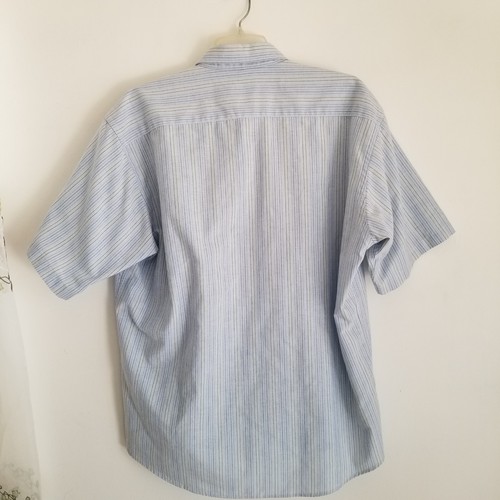 Camisa Manhattan Para Hombre 17.5 Azul Rayas Sin Arrugas Oxford Manga Corta - Imagen 8 de 8