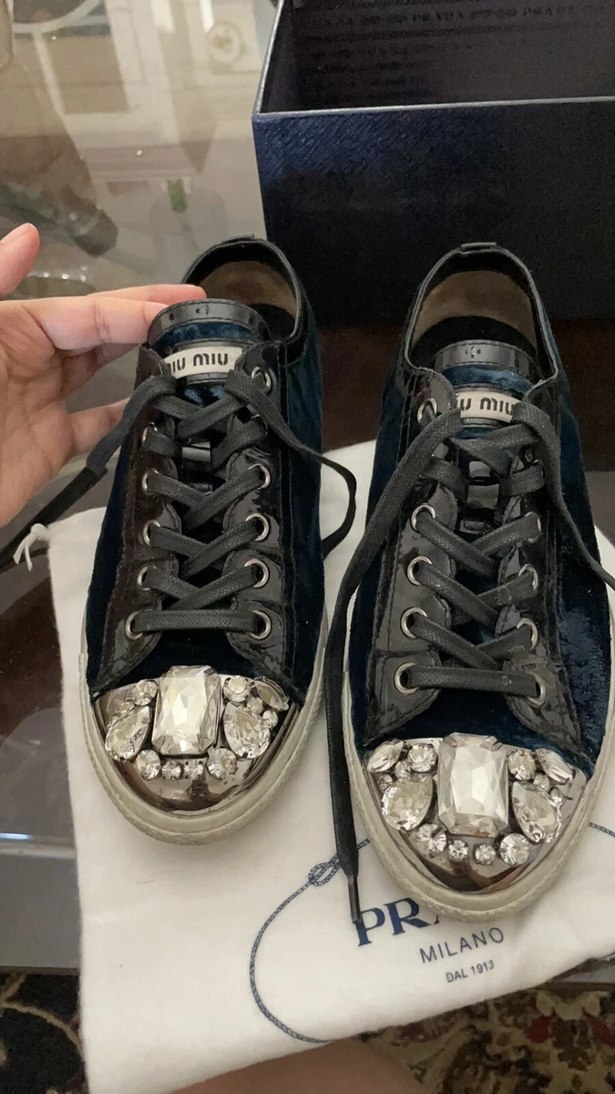 Miu Miu Crystal Buckle Sneakers - Women's 37