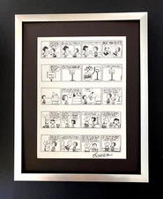 Charles Schulz + Signed Vintage 1968 Peanuts Snoopy Cartoon + New Silver Frame