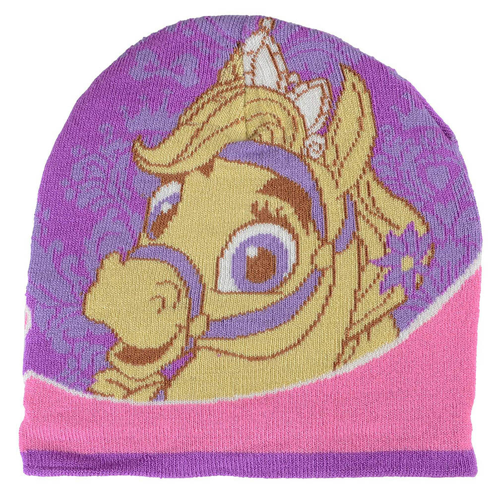 Cappello e guanti invernali Disney Palace Pets viola pony biondo NUOVO!