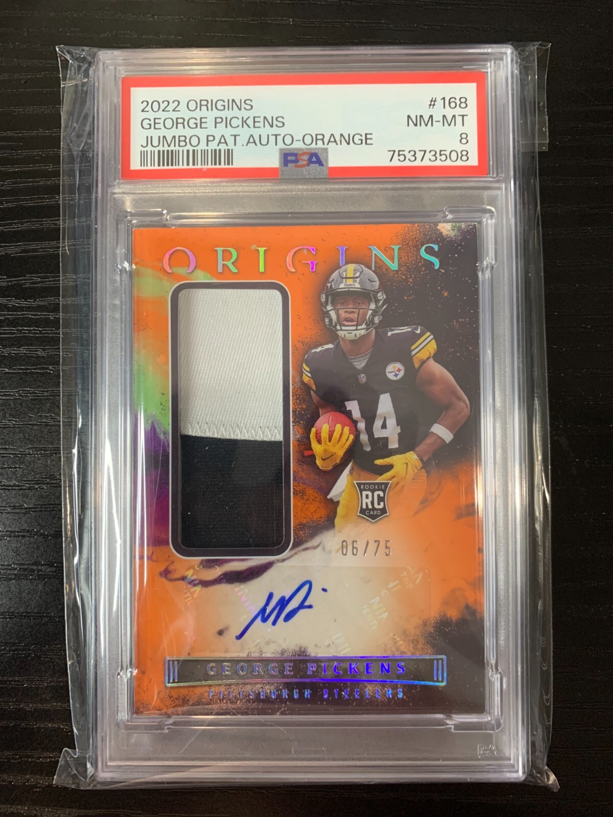George Pickens Panini Origins #168 Jumbo Patch Autograph-Orange