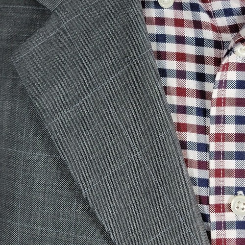 Stafford Signature Mens Sport Coat Three Button Gray Plaid Sharkskin Wool Sz 44R - Picture 6 of 17