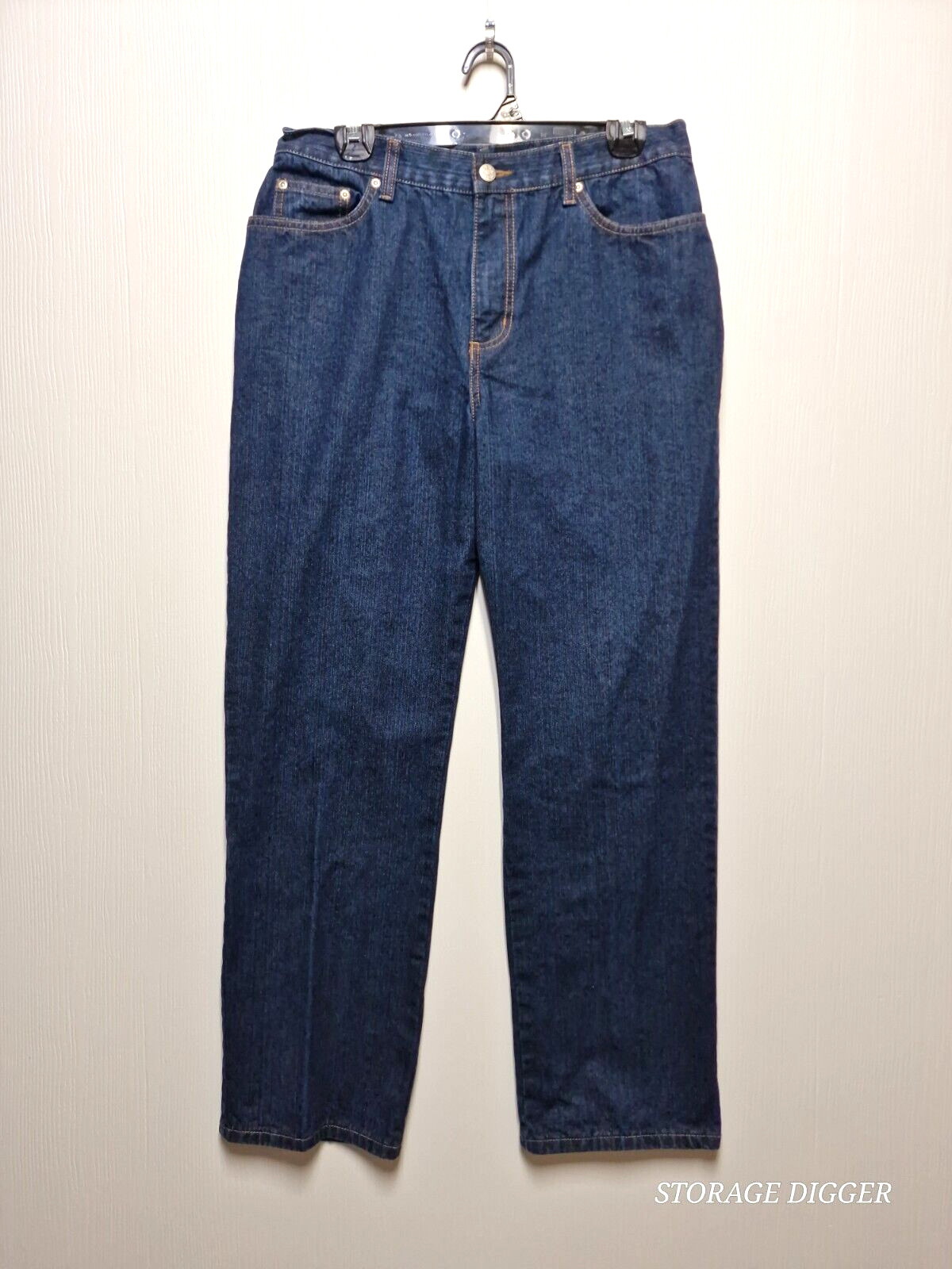Zena Mom Jeans Women's 12 Blue Dark Wash Denim Zip-Fly 5-Pockets Straight Leg-image