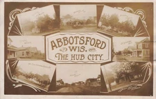 RPPC Abbotsford Wisconsin Hub City Multiview by Bloom Bros Real Photo Postcard