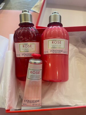 L'Occitane Rose Body Lotion, Shower Gel & Hand Cream Tri Gift Set