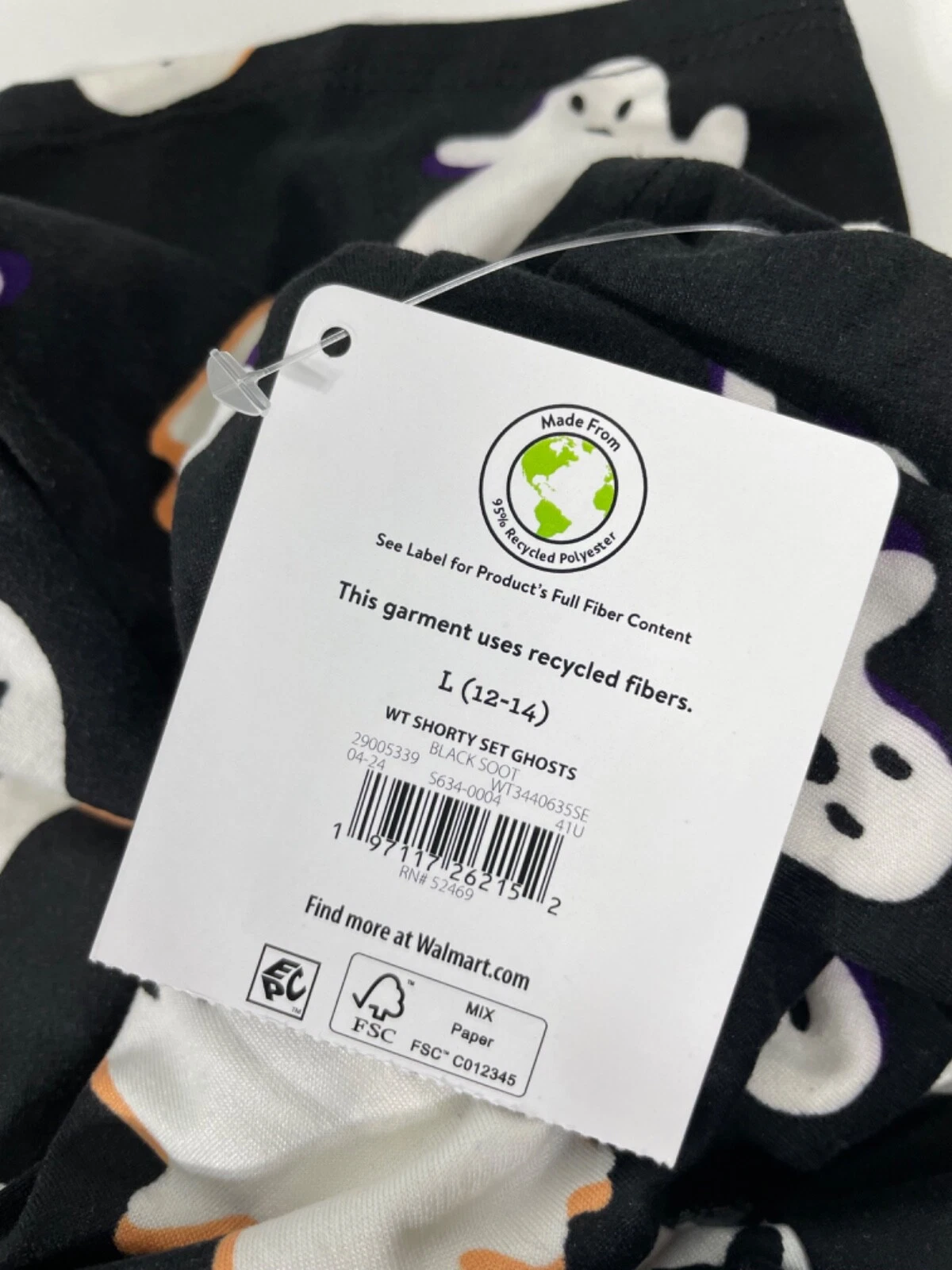 Womens Ghost Print 2-Piece Pajama Set Large 12-14 Top & Shorts