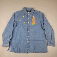 Christopher Radko Bellepointe Halloween Pumpkin Button Denim Shirt Men's Size M
