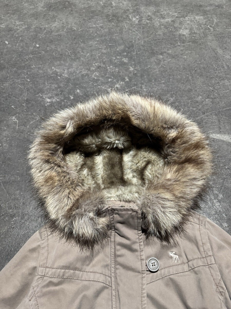 アバンクロンビーアンドフィッチ ファージャケット y2k Vintage Gray 90s Y2K Abercrombie & Fitch Faux Fur Hoodie