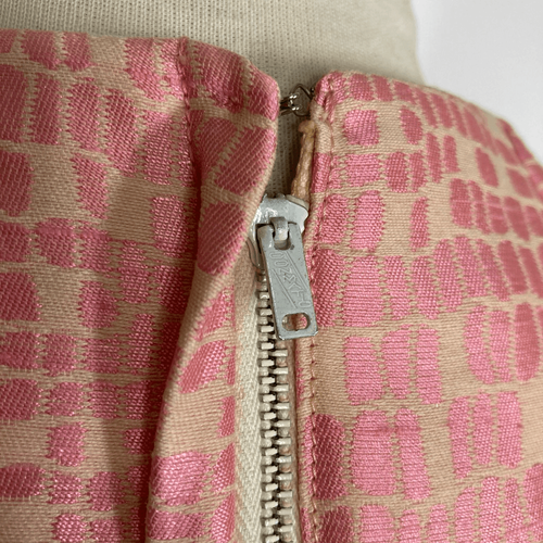 Vintage 60s S Pink Mod Dress Set JACKET WOUNDED Mod Handmade Jacquard Geometric - Picture 13 of 17