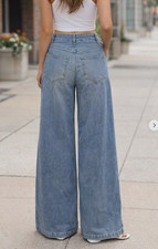 NWT Womens We The Free Libre Wide Leg Jeans in Sky Blue Size 25