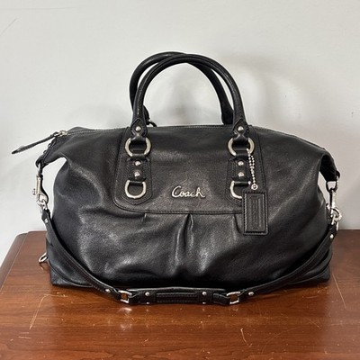Coach F15447 Ashley Black Leather Convertible Satchel Shoulder Bag Handbag Purse