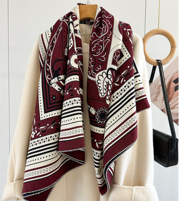70% Cashmere 30% Silk Wrap Scarf celebration Print Double Face Print Shawl 53''