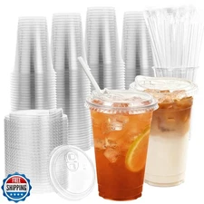 Goodluck 100 Pack 20 oz Plastic Cups With Strawless Sip Lids, Dis